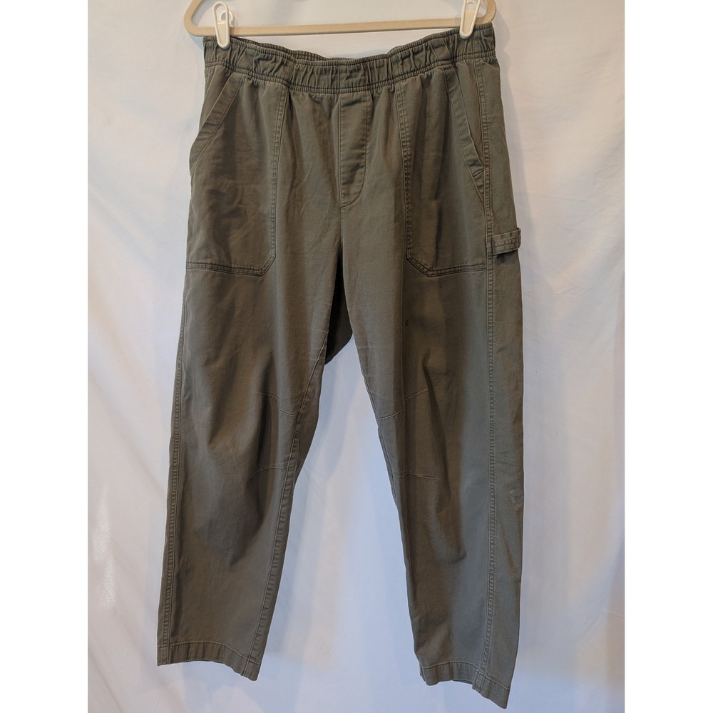 old Navy Olive Green Utility Carpenter Pants Elastic Waist Tapered Leg